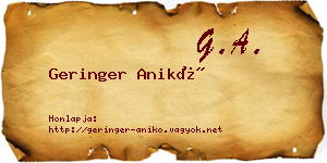 Geringer Anikó névjegykártya